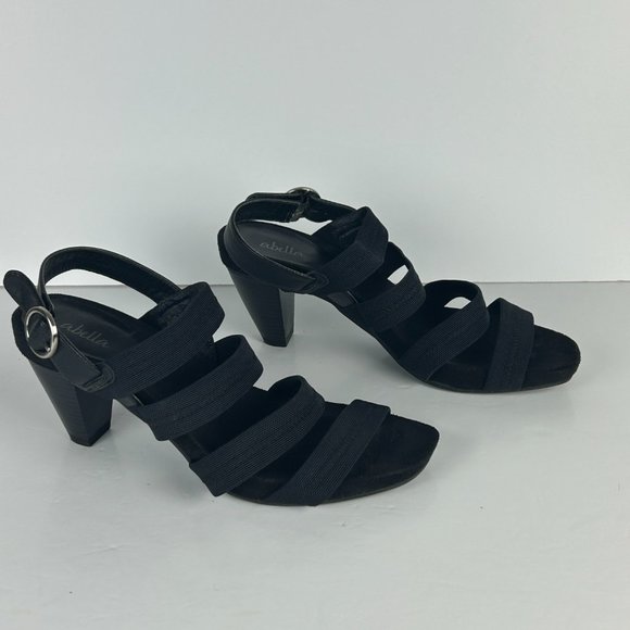 Abella Sandals Women Size 8 Black Strappy Fabric - Picture 1 of 11